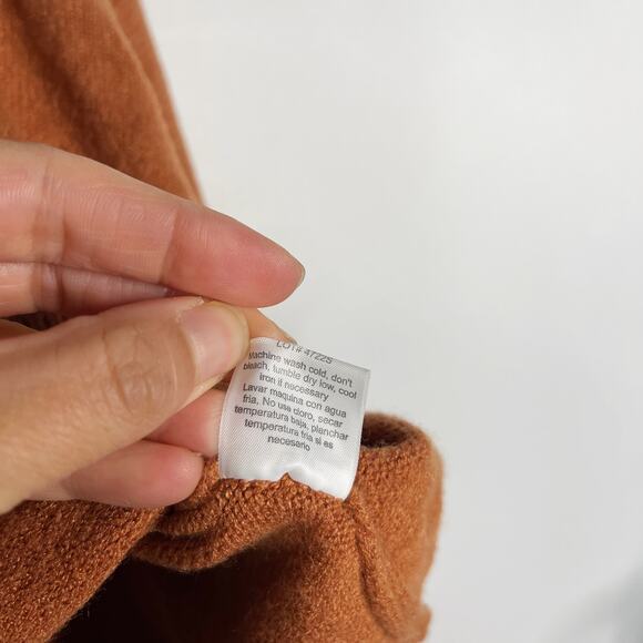 Poof Apparel Large L Rust Orange V Neck Collared Sweater Pullover Cotton Stretch - Picture 8 of 8